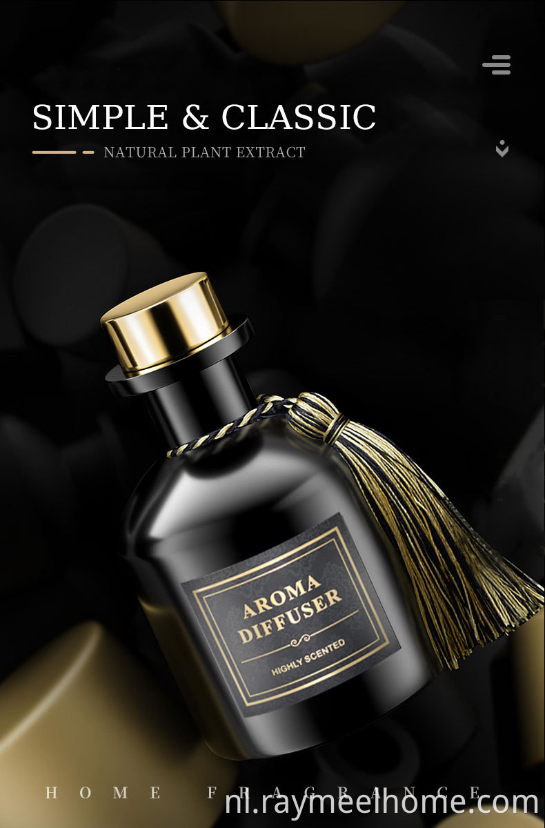 220 ml grote stock top decoratie thuislucht geur zwarte fles riet diffuser